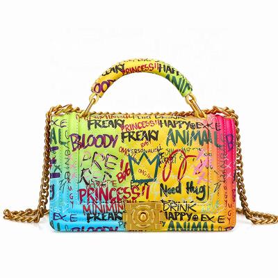 China Fashion bling fashion handbags luxury suppliers bags for women graffiti handbag women bag for sale