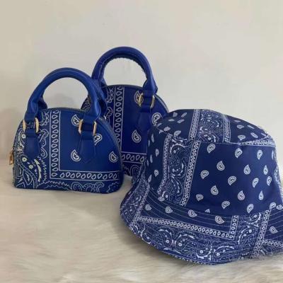 China Luxury Fashion Shell Handbags Hats Matching Purse Summer Women Bag Print Purse Hats Matching Bag Set for sale