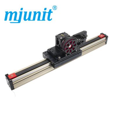 China Hotels Mjunit 45M Synchronous Belt Guide Linear Module High Aluminum Profile With Single Slide Block 200mm Stroke for sale