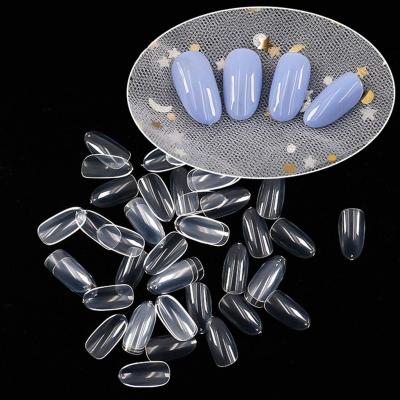 China 500pcs Short Design Oval Shapes Nail Tips Clear Acrylic False Nails For Nail Salons for sale