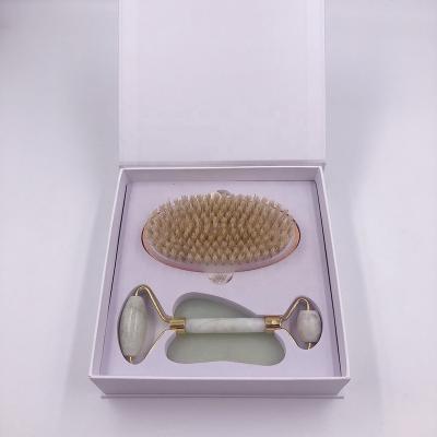 China Face Jade Roller Gua Sha Body Pad Brush, Beauty Roller Facial Skin Care Tools, Massager for Face, Eyes, Neck, Body for sale