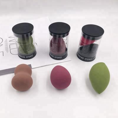 China Base for Makeup Wine Red Makeup Sponge Set in Black Tube, Foundation Blending Sponge for sale