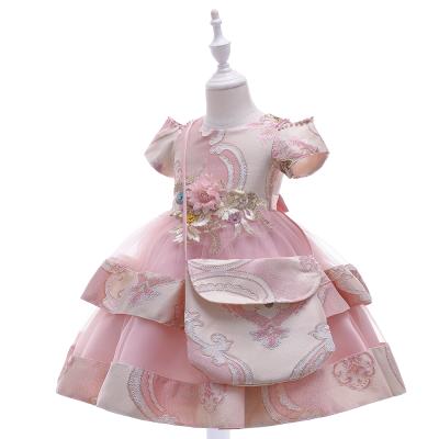 China New Breathable Baby Dress With Bag 3-10Y Summer Girl Birthday Wedding Party Dress L5212 for sale