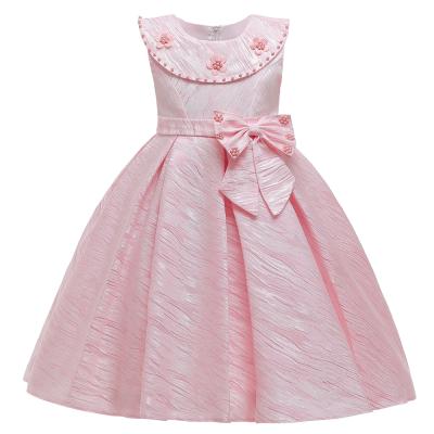 China New New Sleeveless Pink Birthday Party Dress Kids Clothes Beading Girl Dress Design L5169 for sale