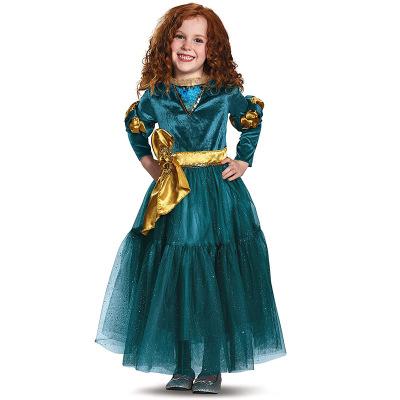 China MQATZ's Middle Kids Halloween Cosplay Costume Brave Princess Merida Dress Baby Performance Costume for sale