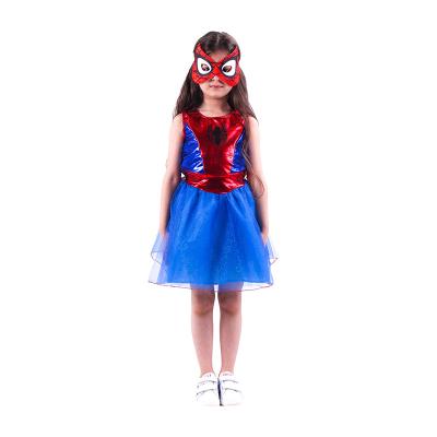 China Yiwu Middle Kids Halloween Cosplay Costume Spider Girl Dress Baby Performance Costume With Mask EK211 for sale