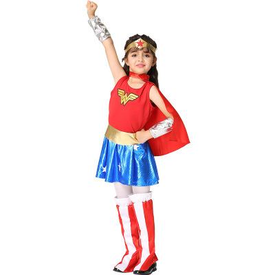 China MQATZ Medium Hot Selling Baby Wonder Woman Sleeveless Costume For Girls Halloween Costume Set EK201 for sale