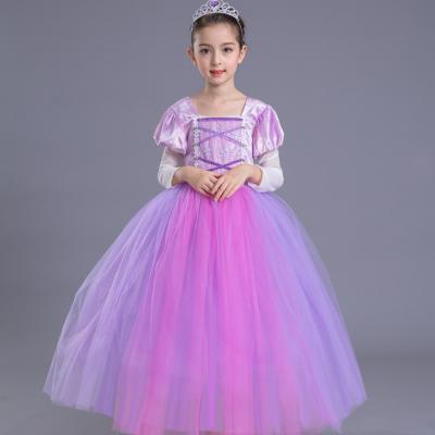 China Wholesale High Quality Kids Washable Rapunzel Purple Long Sofia Princess Dress For Girls Puffy SMR020 for sale