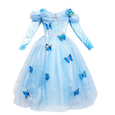 China Polyester MQATZ Europe Style Design Cinderella Costume With Butterfly Decorate Girls Fancy Dress Dresses for sale