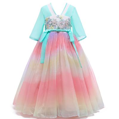 China 2020 New Fashion Washable Children's Chiffon Skirt Hanfu Chinese Girls Dress Children's Tang Suit D0655 for sale