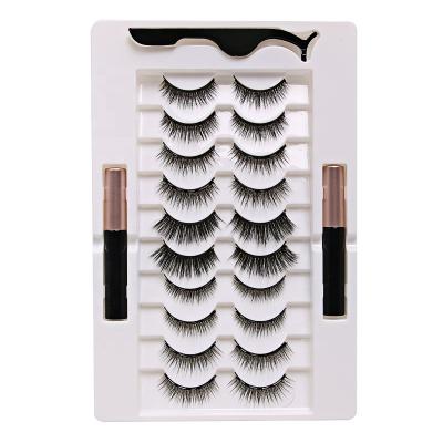 China 2021 Wholesale private label magnetic eyeliner natural soft false eyelashes set with 5 magnetic with 10 pairs for sale