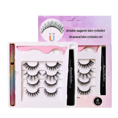 China 2021 Full Natural Soft Magnetic Eyelashes New Style Invisible Magnetic Eyelashes With Eyeliner Set for sale