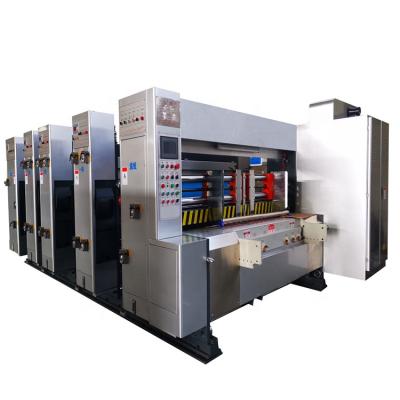 China Full Automatic Ink Flexo Printer Multicolor Wrapping Slotter Die Cutter Machine for sale