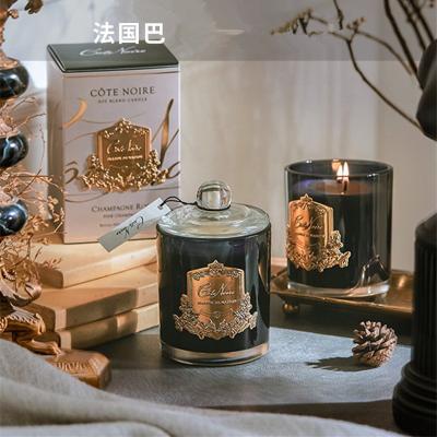 China Home Decor Empty Luxury Candle Jar Glass Jar Scented Candle Metal Custom Logo With Lid for sale