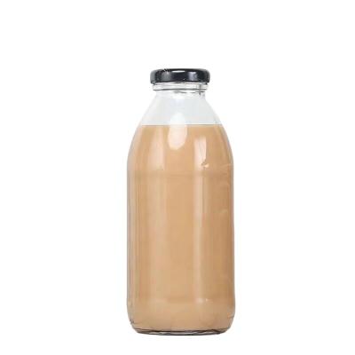 China Wholesale 300ml 500ml Beverage Milk Bottle Juice Glass Bottle With Cap for sale