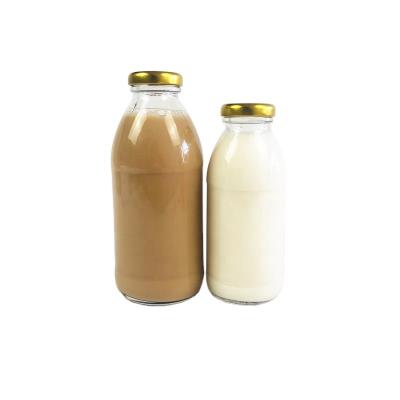 China Wholesale 10oz 16oz Beverage Juice Beverage Bottle Screw Cap Milk Glass Bottle for sale