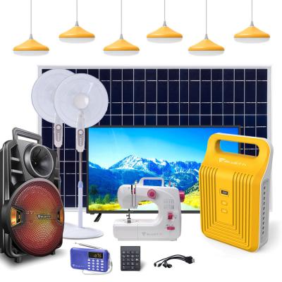 China Paygo Home Pay As You Go Mobile Family Lighting Multifunctional Laptop TV Fan Charger Portable Solar TVs for sale