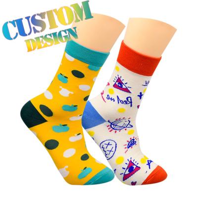 China Antibacterial High Quality Colorful Cartoon Breathable Rainbow Sock Organic Cotton Sport Sock for sale