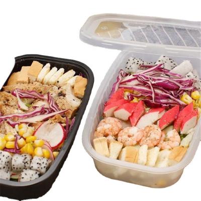 China Black Freshness Preservation Food Storage Take Out Box 600ML Plastic Container Microwavable Food Storage for sale