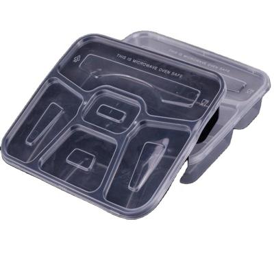 China Disposable Food Bento Box 5 Compartment Microwavable Plastic Lunch Box Food Tray for sale