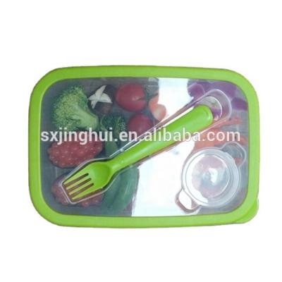 China Rectangular With Fork And Sauce Bento Lunch Box Cup For Adults And Kids With Sauce Cup Rectangle Lunch Box Food Containers for sale