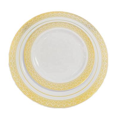 China Traditional Anniversary Wedding Supplies 25Guests 175PCS Gold Thin Silverware Party Plastic Tableware for sale