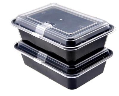 China Microwavable Food Packaging Supplies Disposable Microwave Safe Takeaway Plastic Black Food Container for sale