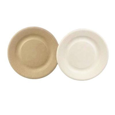 China Disposable Biodegradable Dishes 8 Inch Sugarcane Bagasse Paper Pulp Dish for sale