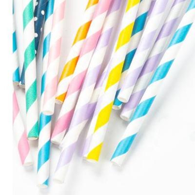 China Biodegradable Party Decoration Supplies Durable 300pcs Color Stripes Eco - Friendly Paper Straws for sale