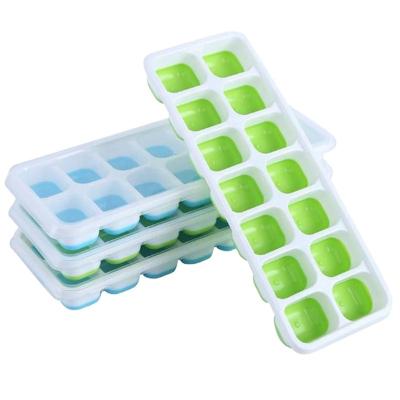 China New Sustainable Easy-Release 14-Ice Silicone Cube Trays With Removable Lid Spill-Resistant Ice Cube Trays 4 Packs for sale