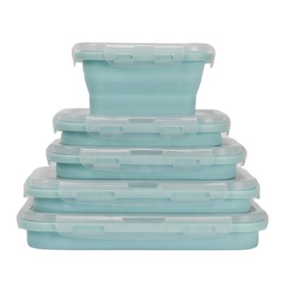 China Hot Selling Microwavable Set of 4 with Lids Space Saving Collapsible Silicone Food Storage Container for sale