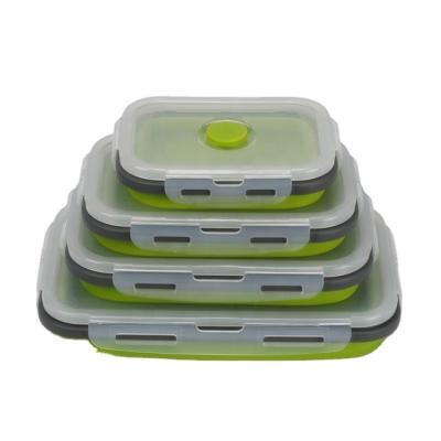 China Bento Reusable Collapsible Lunch Box 4 in 1 Collapsible Silicone Prep Food Container Set for sale