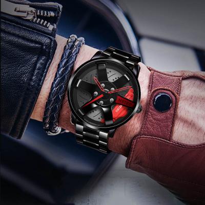 China New Day/Date 6043 Sport 3D Car Wheel Men's Wristwatches Fashion Unique Quartz Watch Luxury Watches for sale