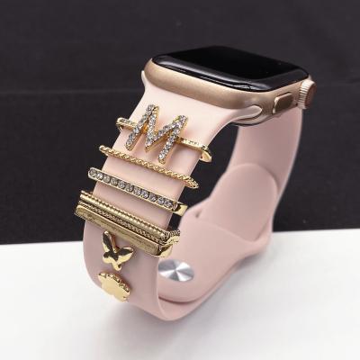 China JW04 DIY Casual/Sports Accessories For Apple Watch 6 Silicone Strap Metal For Apple Watch Band Decoration For Samsung Galaxy Watch Silicone for sale