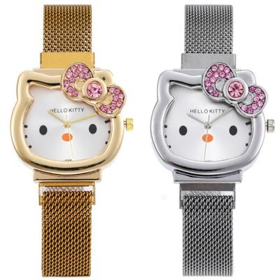 China Magnet Mesh Belt Girl School Chronograph by Hellokitty Diamond Kids Cute Watch Cartoon Day/Date 6054 for sale