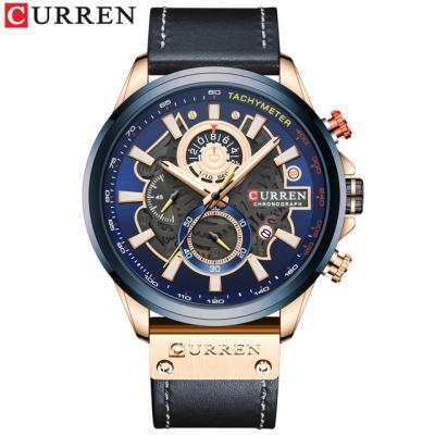 China Top Curren 8380 Chronograph 2020 New Men's Quartz Watch 30M Sport Leather Military Waterproof Men's Male Chronograph Wrist Watch for sale