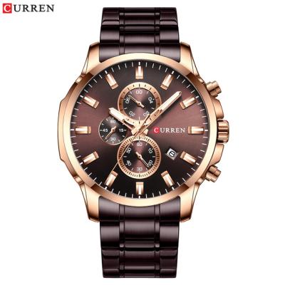 China Factory CURREN 8348 Chronograph Mens Watch Quartz Accept Brand Stainless Steel Case Luxury Custom Round Man Watch for sale