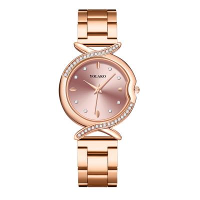 China Dropshipping Rose Gold Stainless Steel Fashion Women's Diamond Luxury Ladies Wristwatches Small Day/Date 5026 Charm Female Quartz for sale