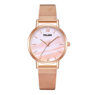 China 2020 Day/Date Brand Women's Roma Watches Luxury Rose Gold Mesh Band Quartz Jewelry Wrist Marble Watches YOLAKO for sale