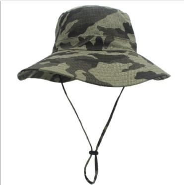 China Character high quality unisex reversible customized simple wide crease brim camouflage jungle bucket hat with string and sun visor for sale