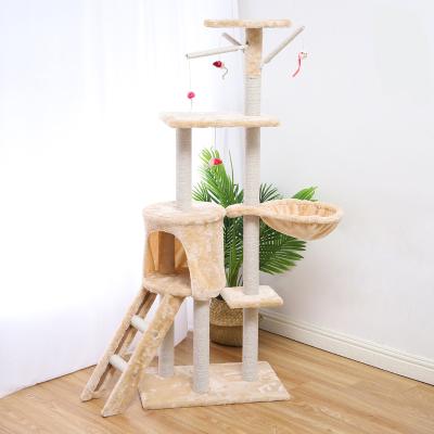 China Modern Sisal Large Scratch Scratch Castle Pet Scratcher Housing Furniture Modern Climbing Wooden Tower Cat Tree Large for sale