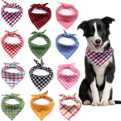 China Wholesale Pet Viable Accessories Fashion Plaid Pattern Dog Bandana OEM&ODM Welcomed Triangular Dog Bandana for sale