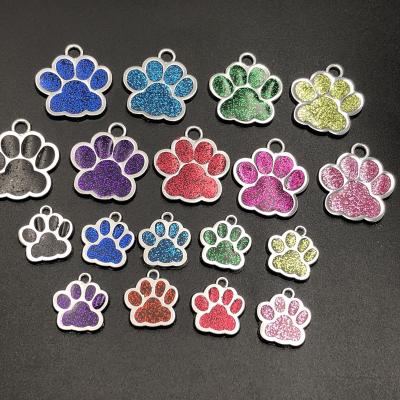 China High Quality Stocked Dog Paw Shape Colorful Dog Pendant Wholesale Pet Accessories Metal Pendant Manufacture for sale