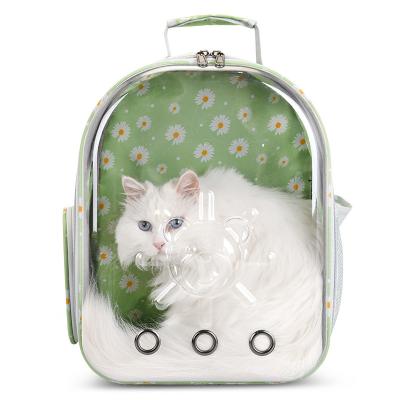 China Wholesale Daisy Flower Printed Cat Outdoor Carrier Zipper Transparent Shell Breathable Bag OEM&ODM Welcomed for sale