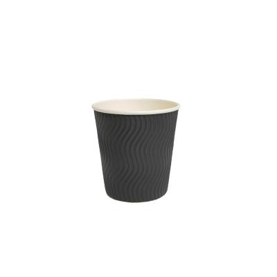 China Biodegradable Biodegradable Take Away Hot Coffee Cups Paper Cup Ripple Fan Food Container Beverage Carrier Packaging Corrugated Tumbler 290ml for sale