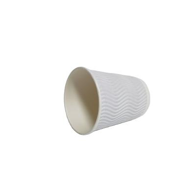 China Biodegradable Disposable Ripple Coffee Tea Milk Corrugation Wholesale Cardboard Heat Insulation Logo Cup Corrugated Paper White Sleeve for sale