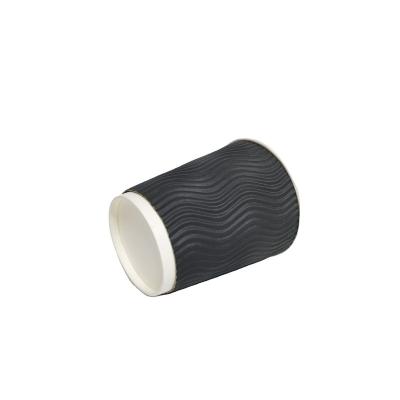 China Ripple Wallpaper Biodegradable Disposable High Quality Coffee Cup With Lid Fartory Premium OEM Corrugated Single Double Wall Cups Custom for sale