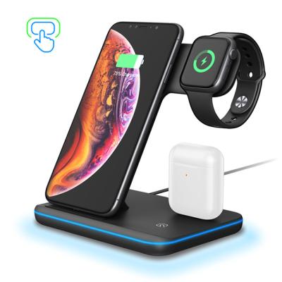 China 15W Cell Phone 2W TWS Earphone 2.5W Smart Watch 3in1 Wireless Charger For Apple Watch iPhone Airpods Huawei Xiaomi for sale