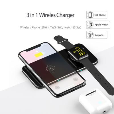 China Mobile Phone USB Type C Watch Cell Phone Airpod Qi Fast Charging Dock 3 in 1 Wireless Charger for Mobile Phone iWatch Airpod for sale