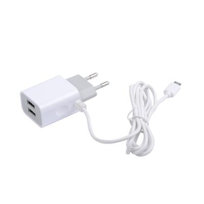 China Wall Charger CE FCC EU Plug USB 5V 1 Amp 2 Amp Travel Wall Charger With 1.5m Charging Cable For iPhone Samsung Huawei for sale